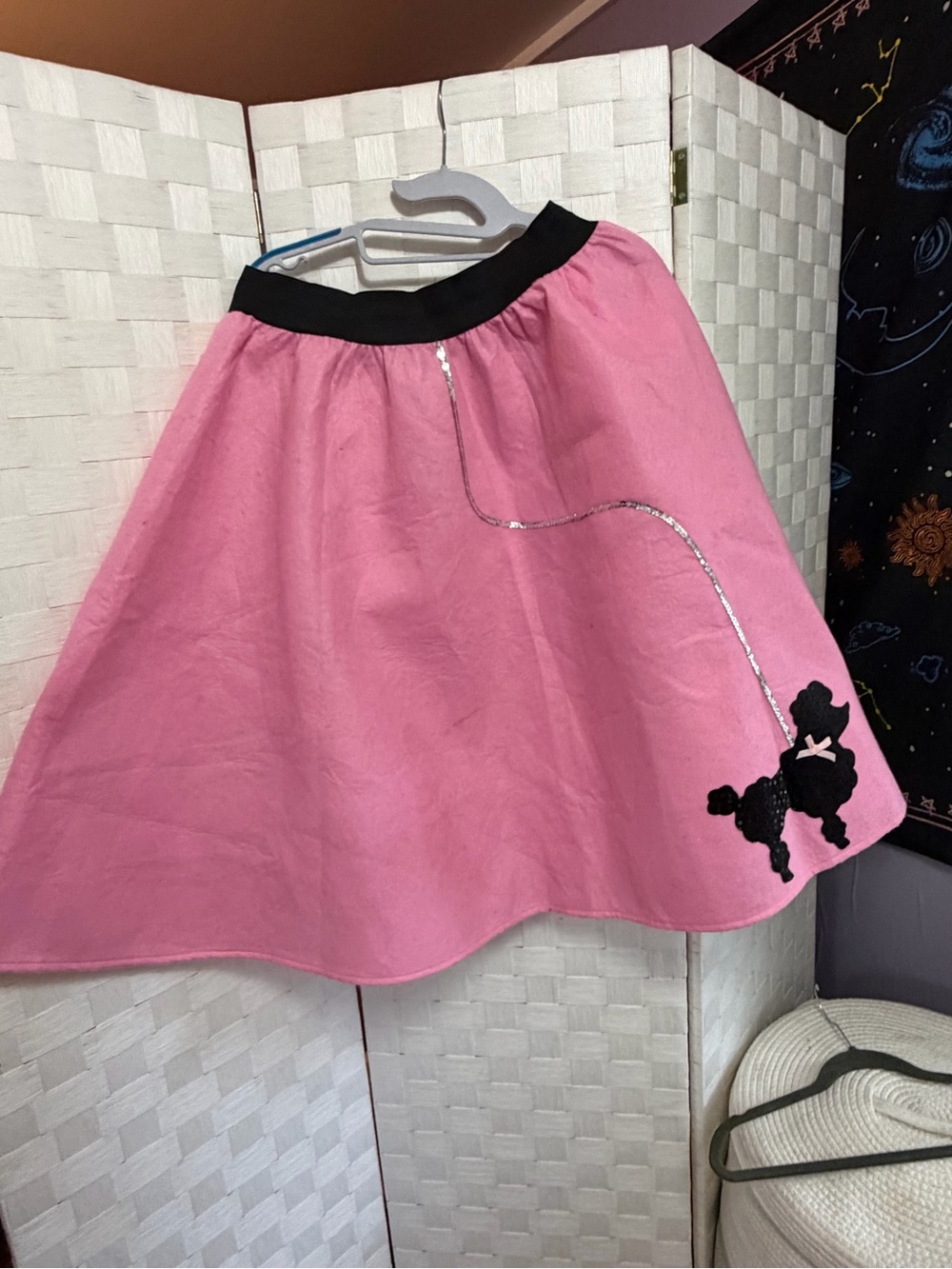 Halloween Pink Poodle Skirt with Black Waistband